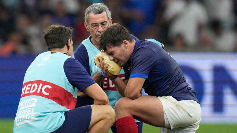 France skipper and talisman Antoine Dupont went off clutching his face before he underwent a head injury assessment vs Namibia 