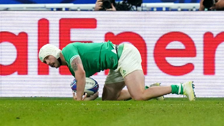 Mack Hansen scored Ireland's only try as they held on for a crucial Rugby World Cup win