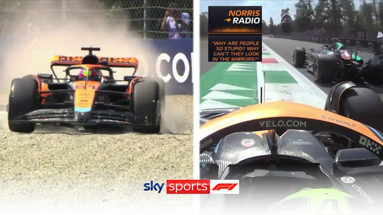 Lando Norris had to go off track to avoid an Alfa Romeo in front of him during P3 at Monza while Oscar Piastri ran off into the gravel at turn five