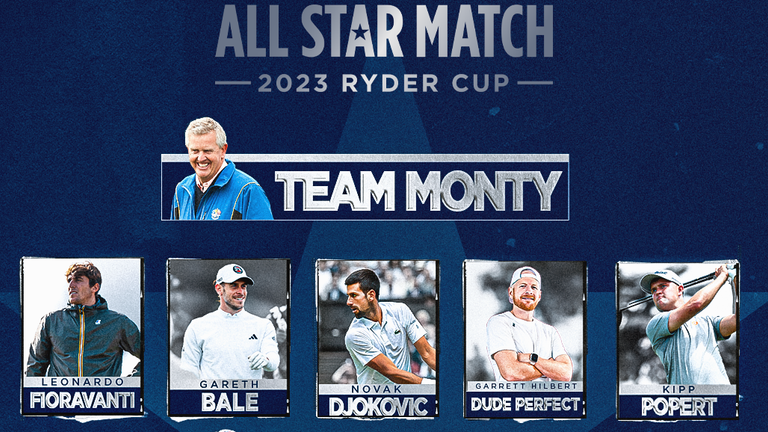 The two line-ups for the Ryder Cup all-star match, taking place on Wednesday September 27
