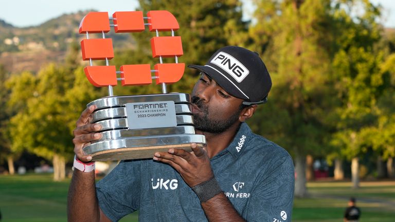 Sahith Theegala claimed a maiden PGA Tour win by clinching the Fortinet Championship in California