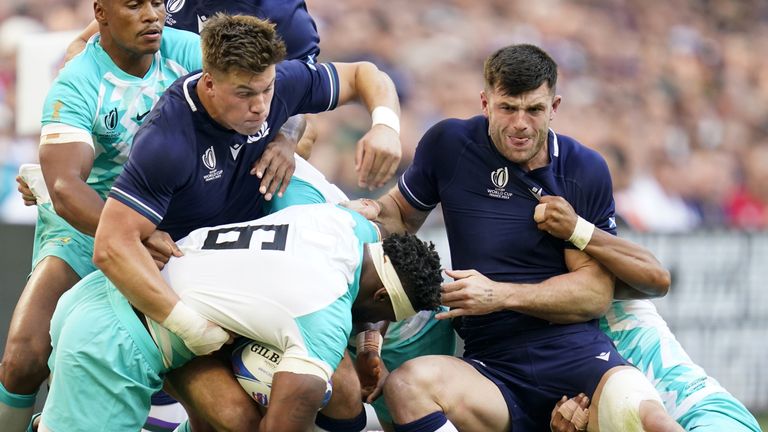 A tight contest was blown open in three second half minutes between the Springboks and Scots in Marseille