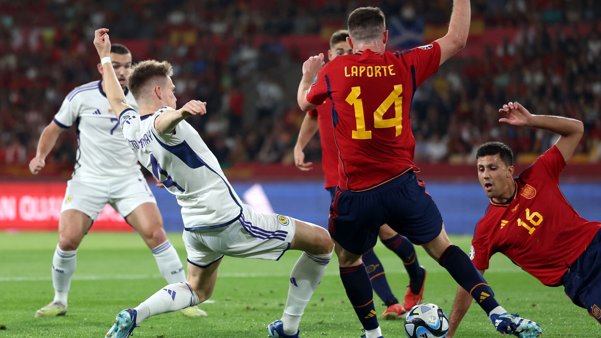 Spain vs Scotland LIVE! Hosts on top in Seville