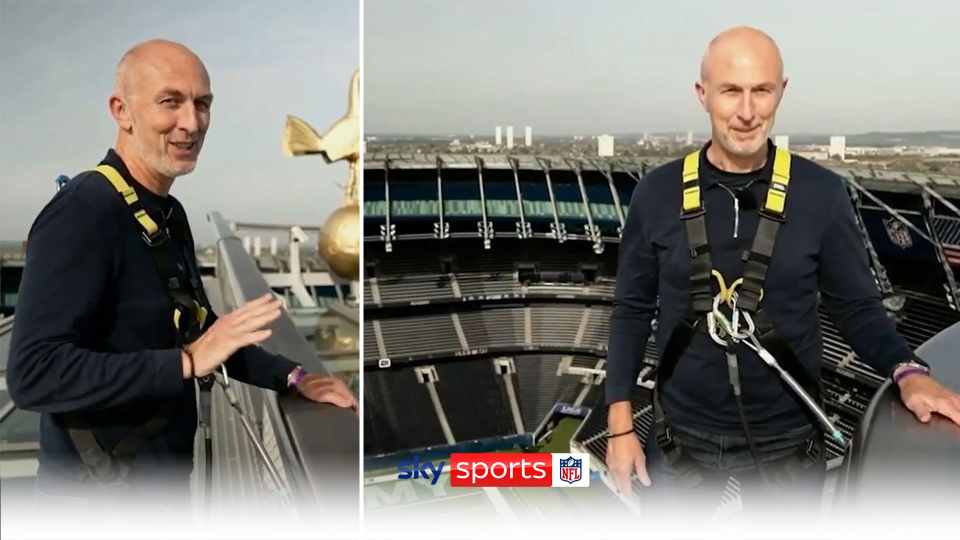 'My legs are jelly!' | NFL host overcomes fears to record TV link!