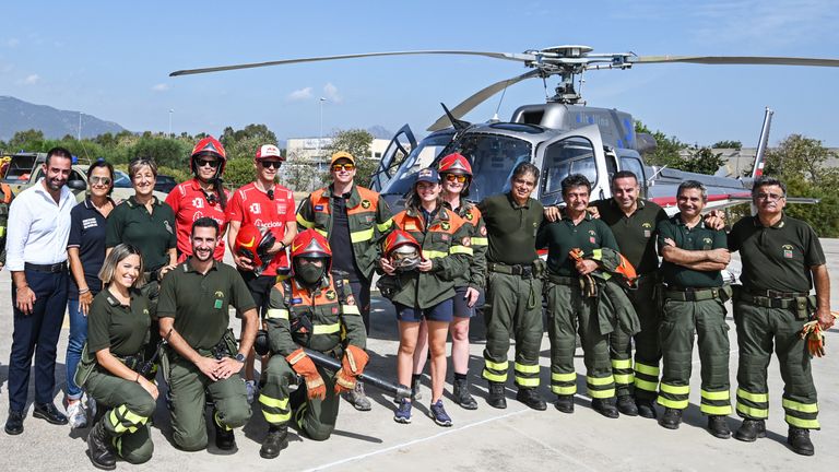 The Island X Prix legacy project saw Extreme E drivers join Sardinia firefighters to understand how aid relief is distributed during a climate emergency