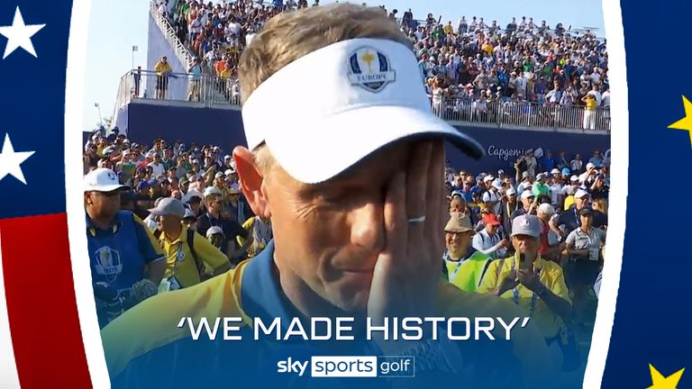 Donald was overcome with emotion after leading Team Europe to a sensational Ryder Cup win