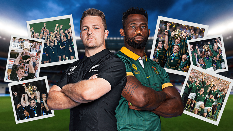 Both Sam Cane's New Zealand and Siya Kolisi's South Africa are seeking a record fourth Rugby World Cup title on Saturday