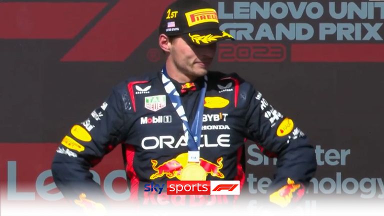 Max Verstappen was booed on the podium as he celebrated his 50th race victory in Austin.
