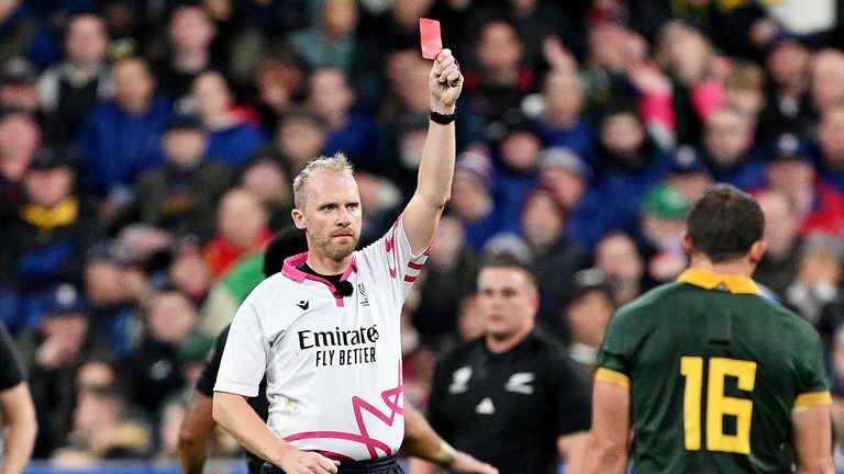 Wayne Barnes produced the red card after World Rugby's bunker review system, and New Zealand could have little complaint 