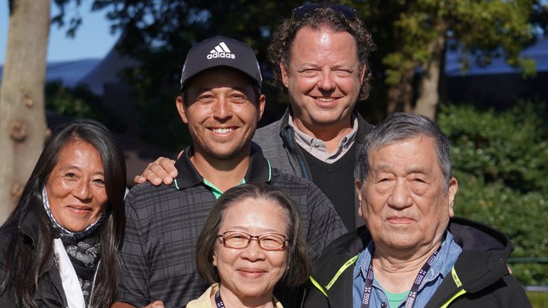 Xander Schauffele with his parents and grandparents. Credit PGA Tour