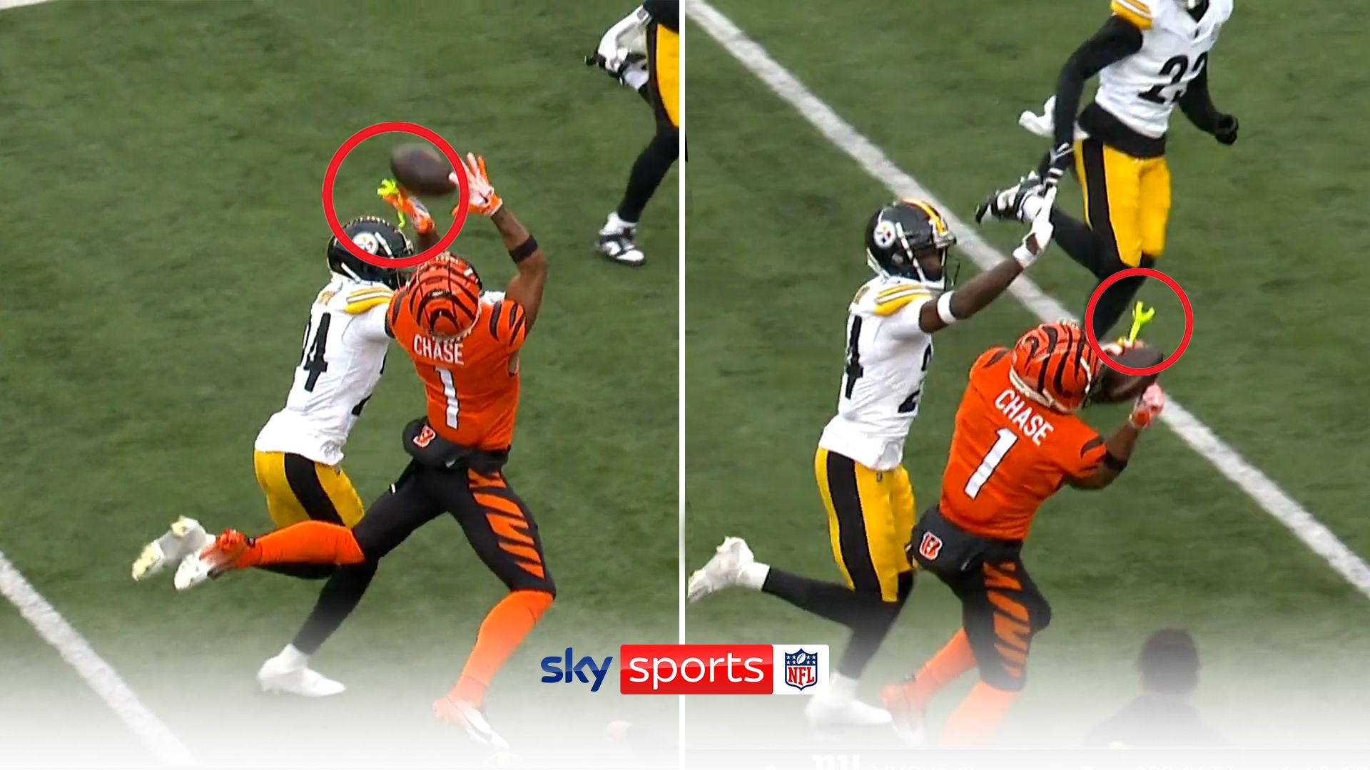 Chase makes brilliant catch with his mouthguard also in his hands!