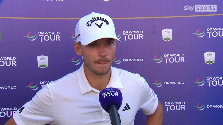 An emotional Nicolai Hojgaard reacts to his victory at the DP World Tour Championship in Dubai, having thought he may have let the opportunity pass him by.