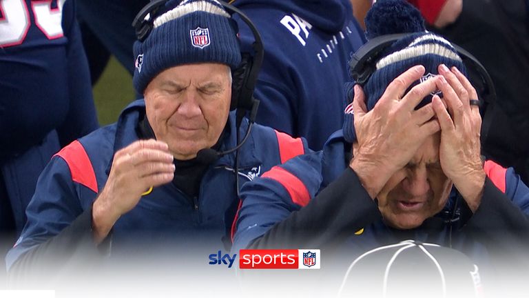 New England Patriots head coach Bill Belichick could not hide his frustration as Bailey Zappe throws a game-sealing interception and the Patriots move to 2-8 on the season