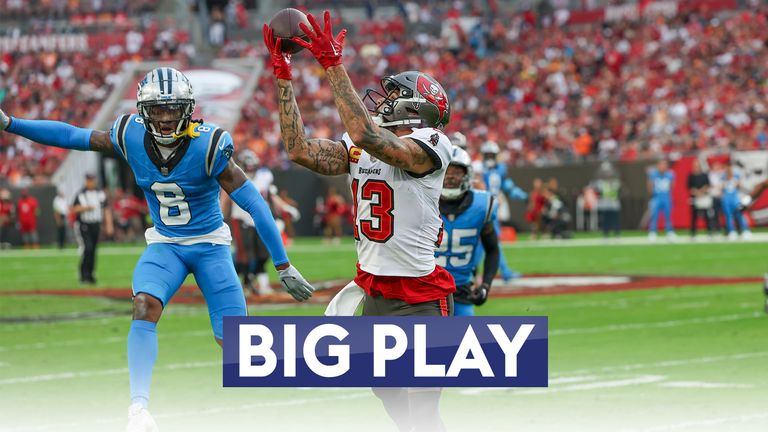 Mike Evans hauled in Baker Mayfield's pass to score a 75-yard touchdown as the Tampa Bay Buccaneers took the lead versus the Carolina Panthers.