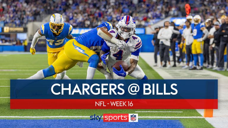 Highlights of the Buffalo Bills and the Los Angeles Chargers in Week 16 of the NFL season.