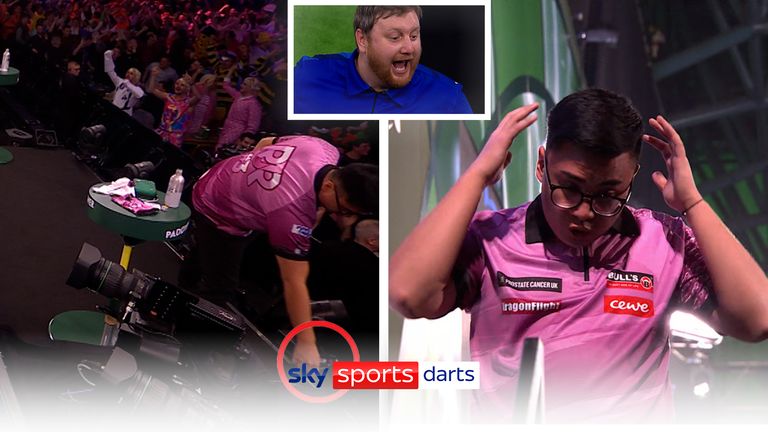 Rusty-Jake Rodriguez threw his darts off the table after going down two sets to Cameron Menzies
