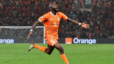Ivory Coast's midfielder Seko Fofana celebrates after the team's second goal 