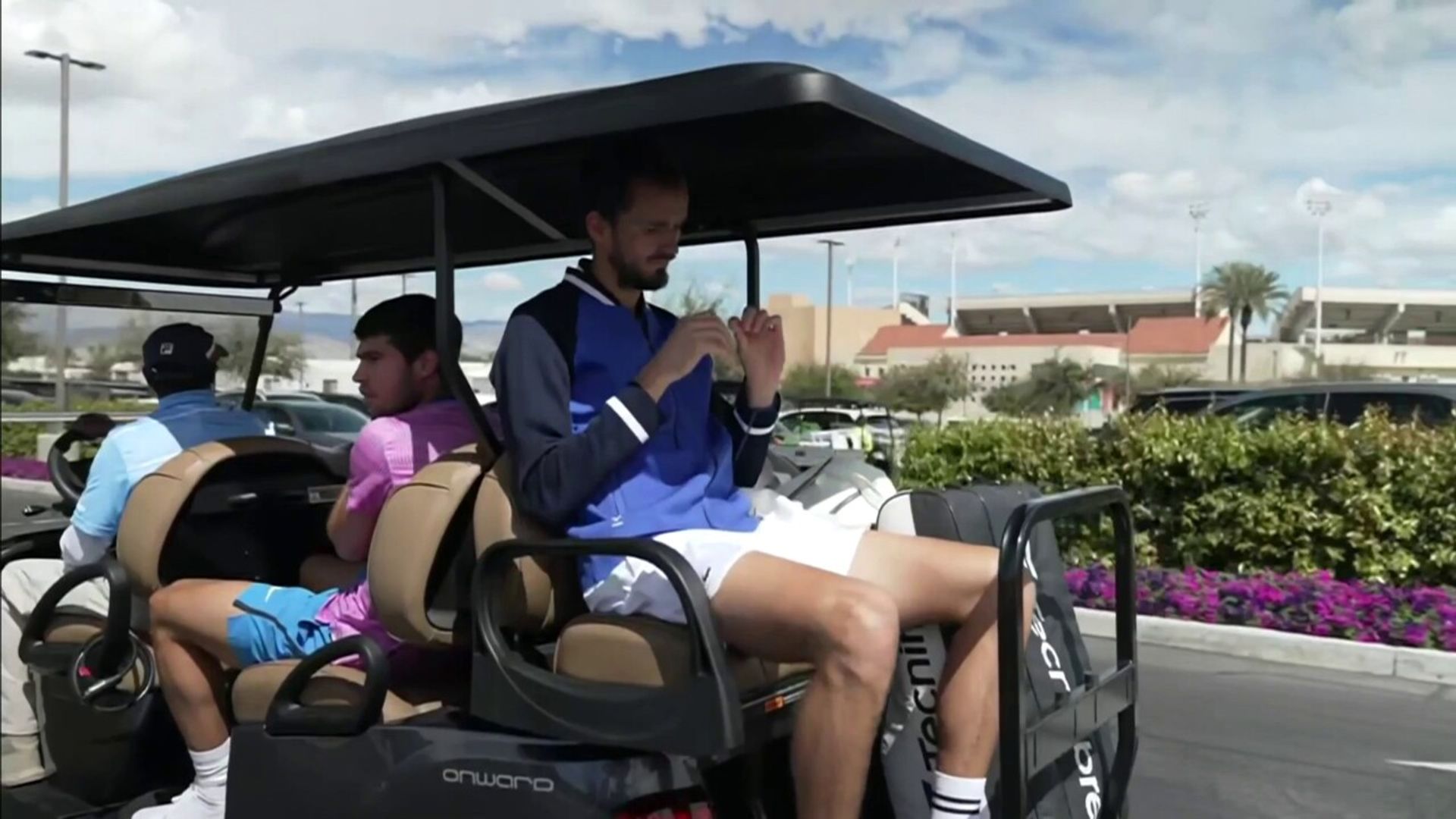 Medvedev and Alcaraz share 'awkward' buggy ride to court