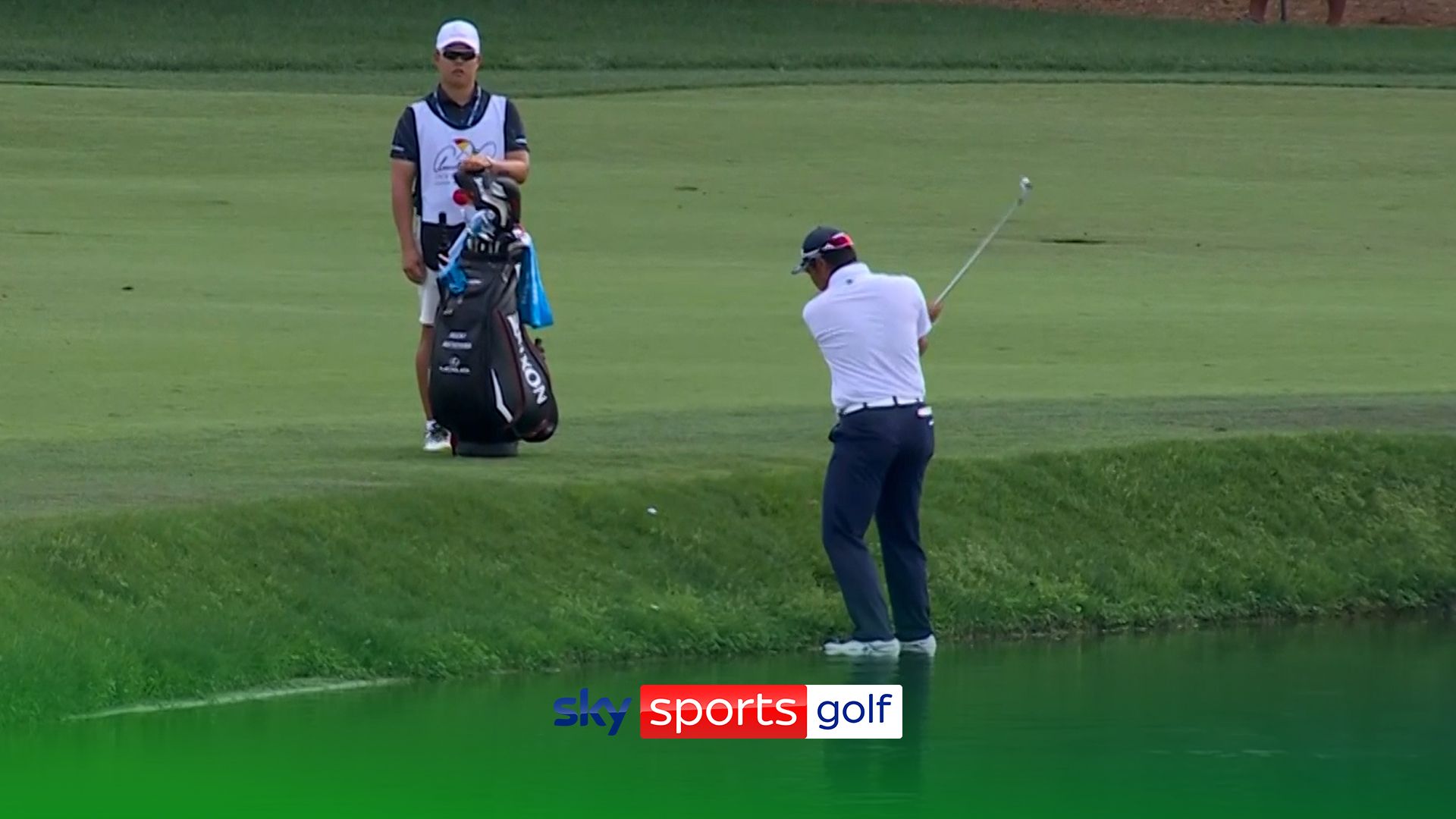 Birdie of the year? | Hideki nearly holes out from the water!