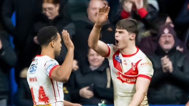 Jon Bennison scored a sensational St Helens try as they recovered from 8-0 down away at Leeds to win 