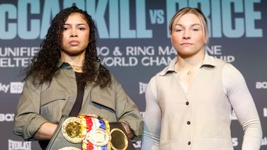 FORGING LEGACY PROMOTION.UNIFIED WBA,IBO &RING MAGAZINE WELTERWEIGHT WORLD CHAMPIONSHIP.PRESS CONFERENCE.TRAMSHEDS,.CARDIFF,WALES.PIC LAWRENCE LUSTIG.(PICS FREE FOR EDITORIAL USE ONLY).CHAMPION JESSICA McCASKILL AND CHALLENGER LAUREN PRICE COME TOGET