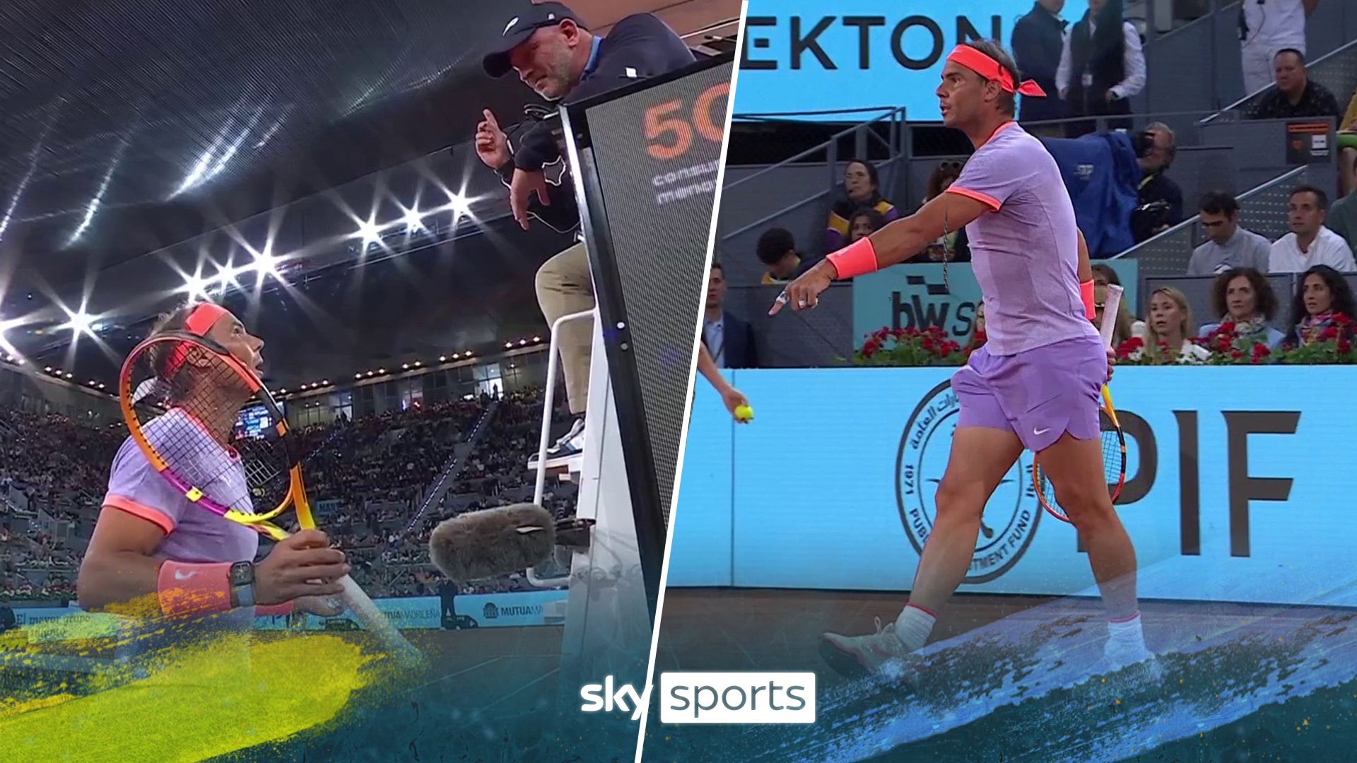 Nadal fumes with Umpire over missed challenge