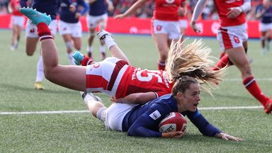 France ran in six tries to defeat Wales in Cardiff