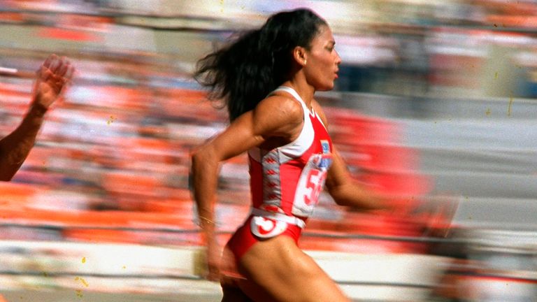 US sprinter Florence Griffith Joyner holds the world record in the 200m of 21.34 seconds which Thomas and other athletes are trying to beat