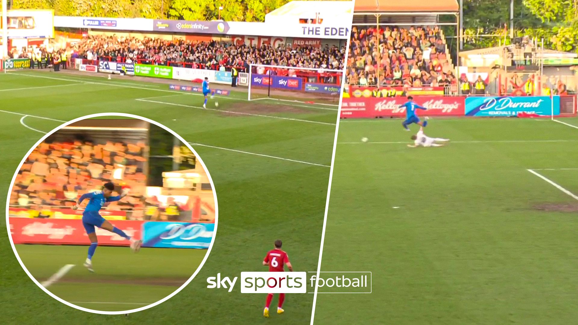 Crawley 'keeper rescues back-pass with outrageous touch!