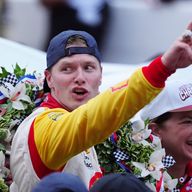 Josef Newgarden celebrates after claiming back-to-back Indy 500 triumphs