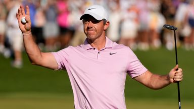 Rory McIlroy celebrates his victory at the 2024 Wells Fargo Championship