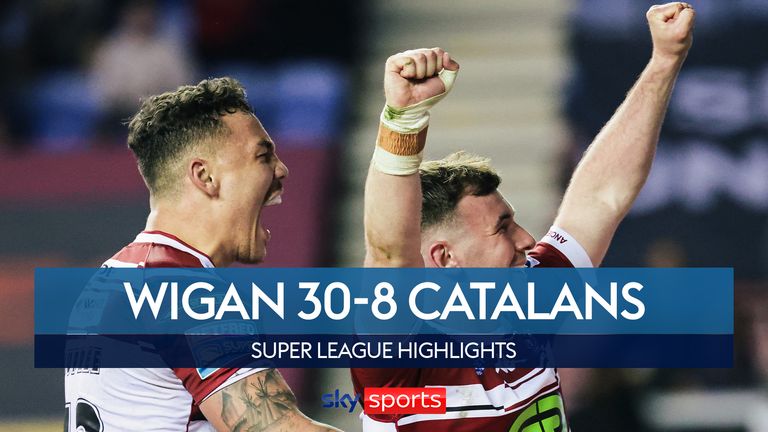 Highlights from the Super League match between Wigan Warriors and Catalans Dragons.