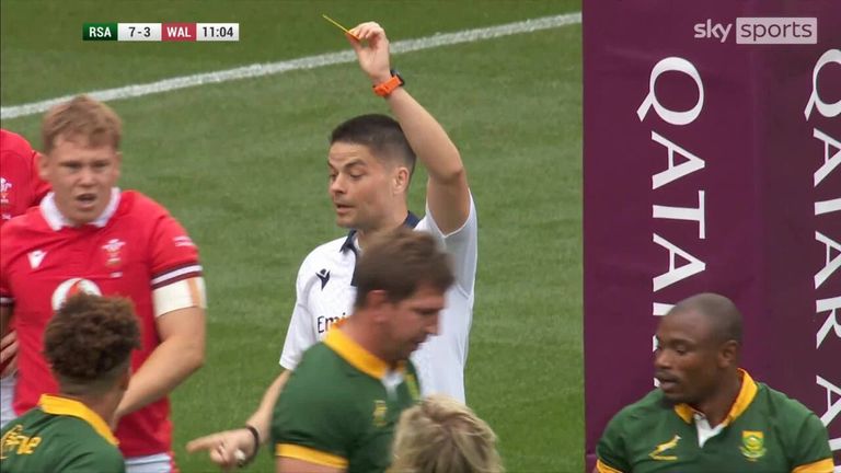 Referee Chris Busby awarded a penalty try and yellow card after Wales collapsed an SA maul, reducing Warren Gatland's side to 13 players