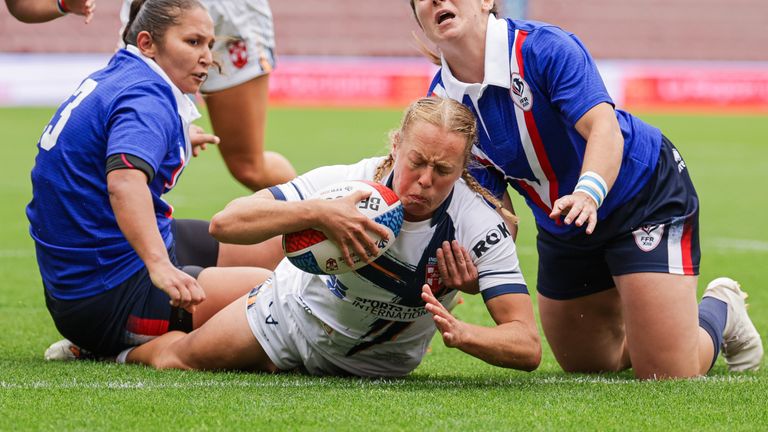 Anna Davies crossed twice for England Women against France