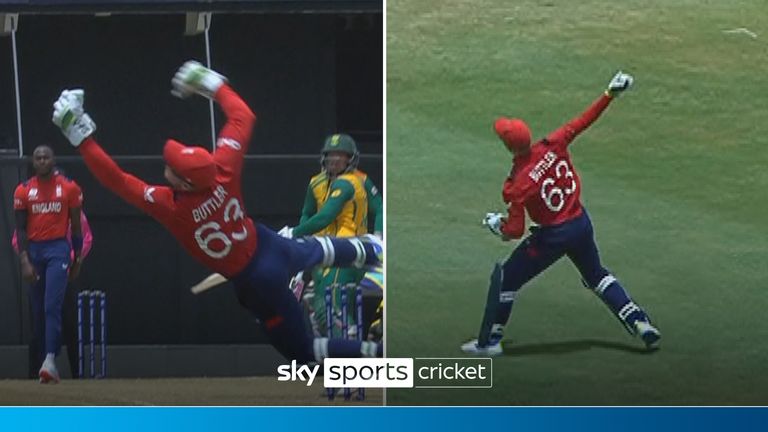 Jos Buttler excelled in the field for England with a superb one-handed catch and then a run out