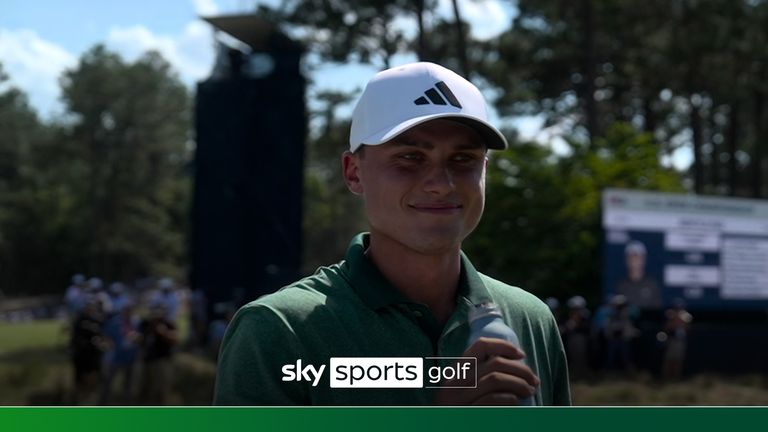 Ludvig Åberg drained a huge putt on the par-four third hole 