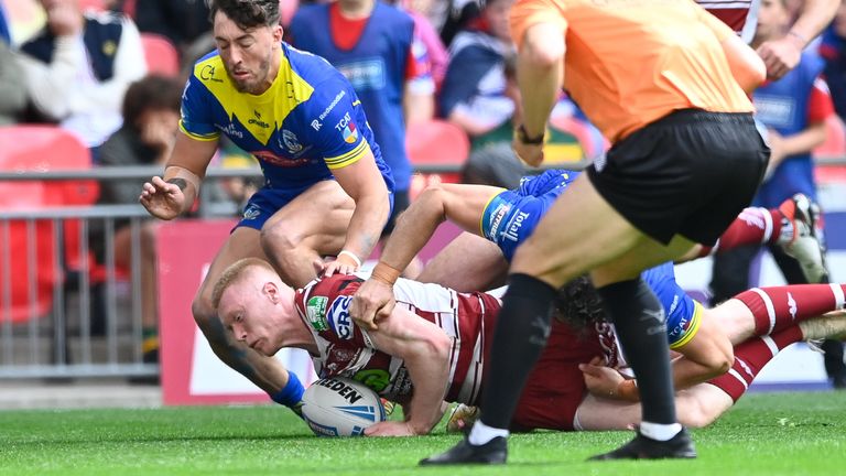 Zach Eckersley crashed over for a try on only his third Wigan start
