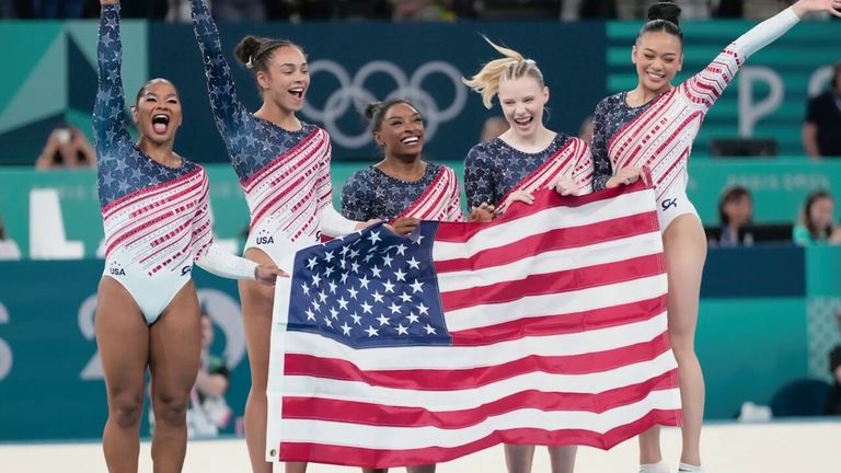 Sky Sports' Miriam Walker-Khan reports on USA's triumph in the team gymnastics as superstar Simone Biles helped the team reclaim gold and also grabbed her fifth Olympic gold medal.
