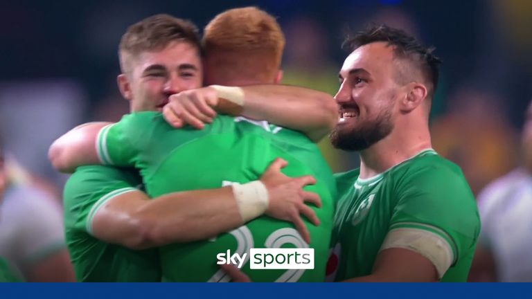 Ciaran Frawley scores a drop goal in the dying seconds of an incredible test match finale that secures Ireland a famous victory over South Africa!