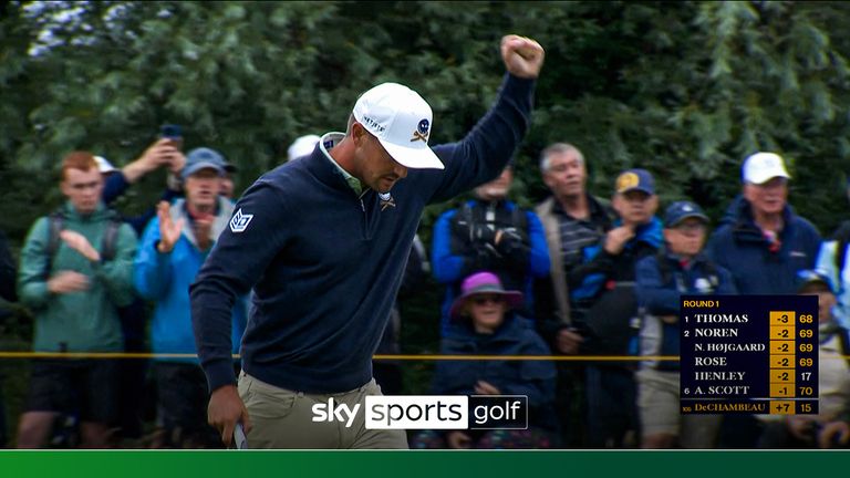 Bryson DeChambeau made a huge putt on the 16th hole at Royal Troon during the first round of The Open