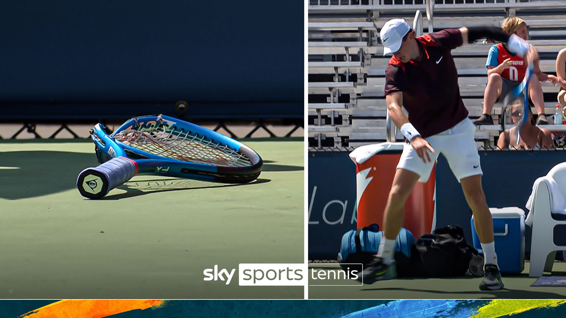 Furious Draper smashes racket after being broken by Munar