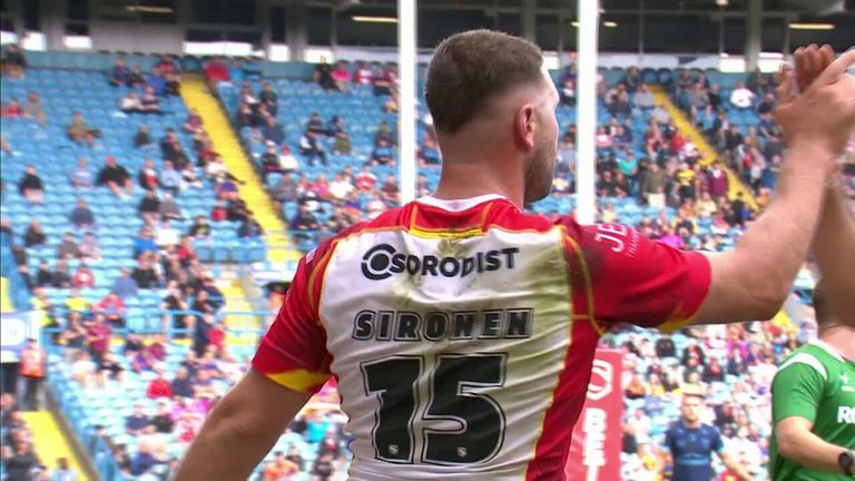 Bayley Sironen goes over for Catalans soon after Hull KR's opening try