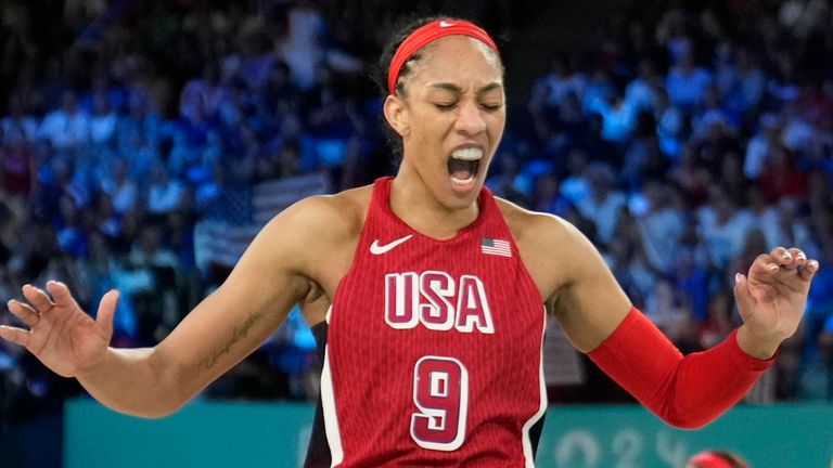 A'ja Wilson (9) scored 21 points as USA clinched the women's gold medal basketball game at Bercy Arena