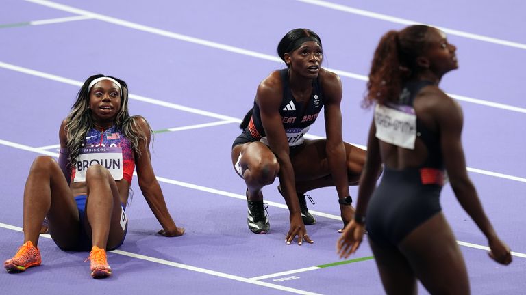 Dina Asher-Smith (centre) and Daryll Neita (right) finished fourth and fifth in the women's 200m final