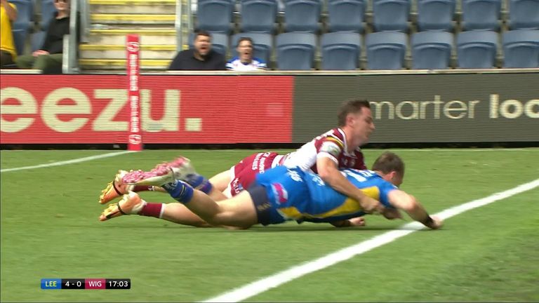 Harry Newman found the gap and reached for the line to give Leeds Rhinos their opening try