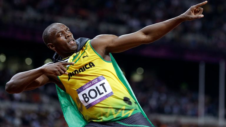 Jamaica's Usain Bolt reacts to his win in the men's 100m final at the London Olympics in 2012 (AP Photo/Anja Niedringhaus, File)