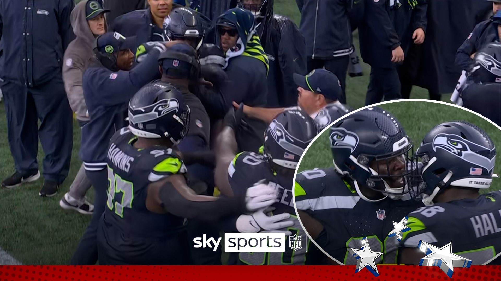 Seahawks TEAM-MATES have to be separated after late hit!