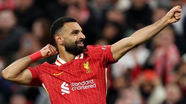 Mo Salah celebrates after scoring Liverpool's second