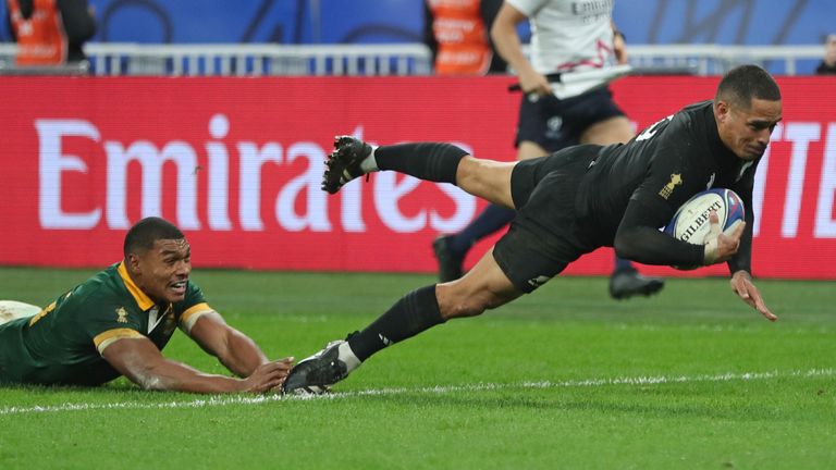 Aaron Smith went over for an All Blacks try, but it was ruled out by the TMO for an earlier knock-on