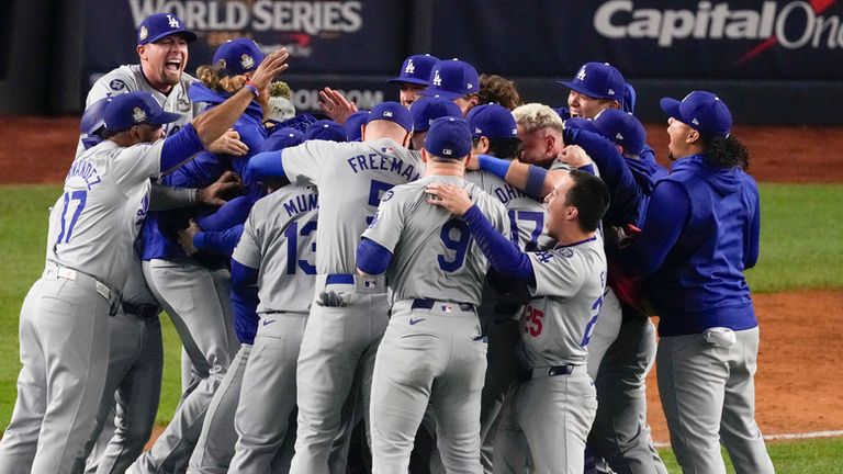 The Los Angeles Dodgers ran onto the field and went wild when the win was confirmed 